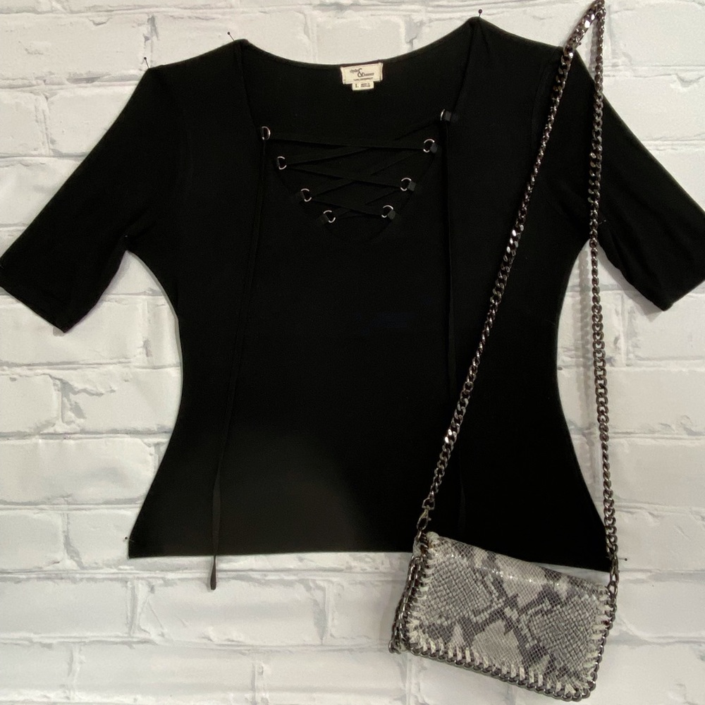 Black Lace Up Top